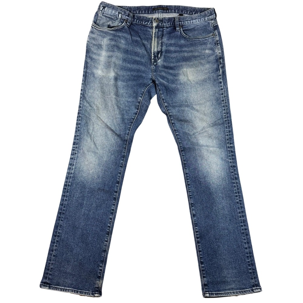 John Varvatos USA Jeans Mens 36x32 Blue Slim Straight Leg Stretch Faded Denim
